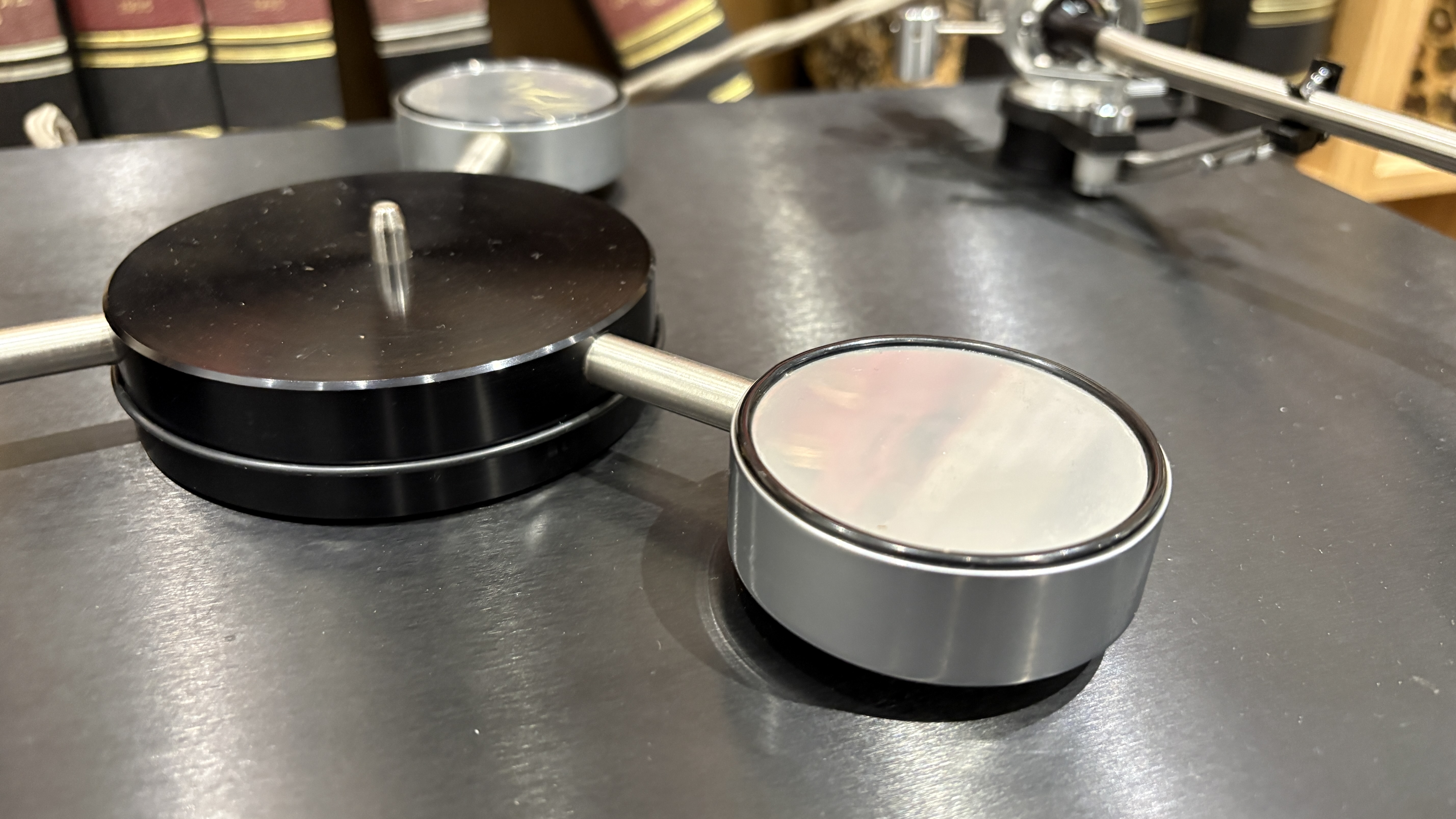 Original Rega Planet turntable with Acos Lustre tonearm on wooden hi-fi rack