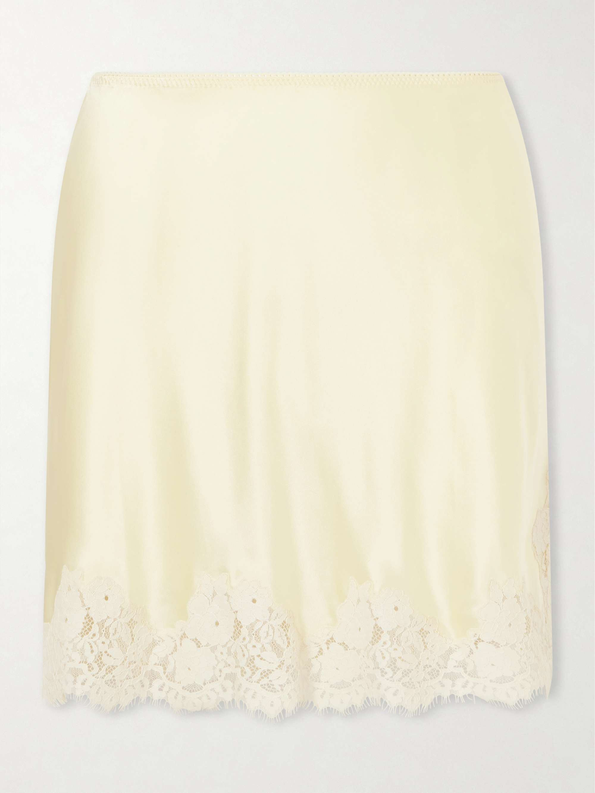 Giulietta Lace-Trimmed Silk-Charmeuse Mini Skirt