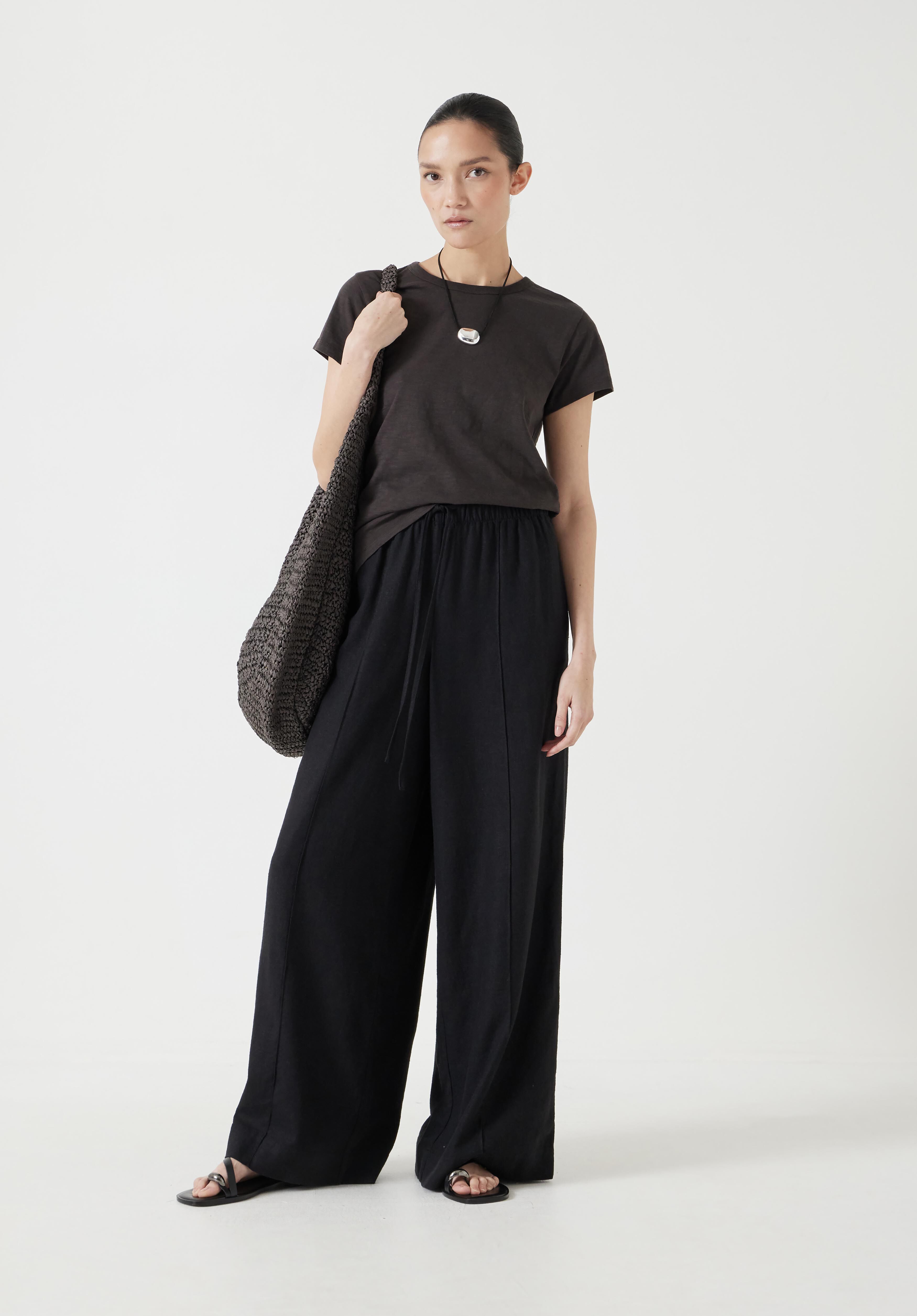 Linen Blend Petunia Wide Leg Trousers