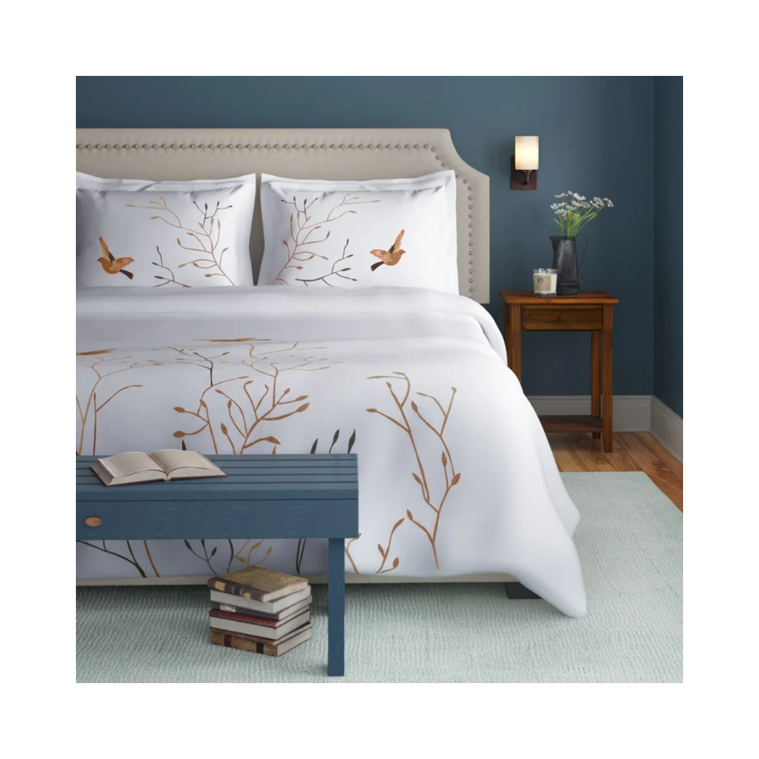White swallow pattern duvet cover set