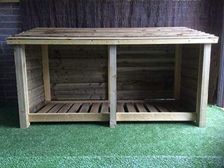 Foxworthy Double Bay Wooden Log Store/garden Storage Available in Various Heights and Depths - Heavy Duty - Hand Made With Pressure Treated Timber (height 6ft, 60)