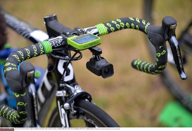 A camera on one the Orica-GreenEdge bikes for stage 2