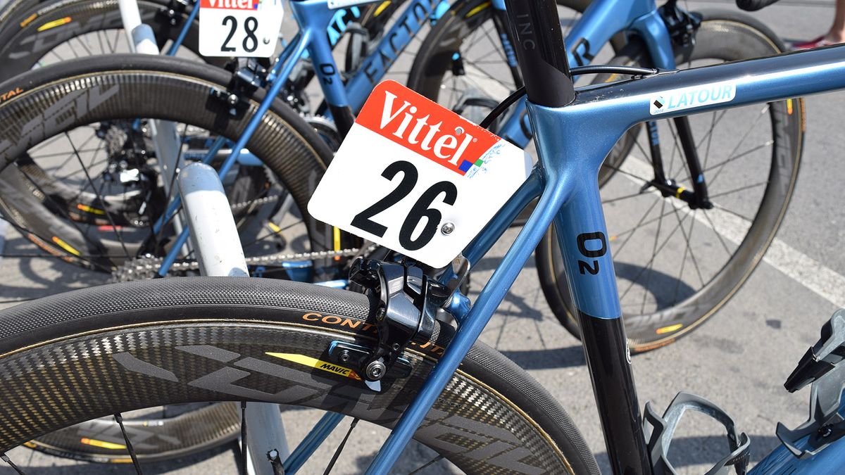 All of the AG2R La Mondiale's Factor bikes are equipped with aluminium number plate holders