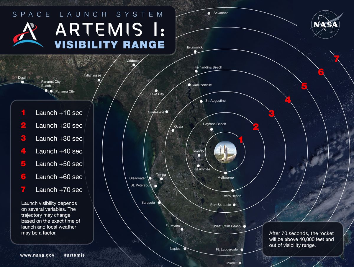 Artemis 1 moon rocket launch will light up Florida coast (map) | Space