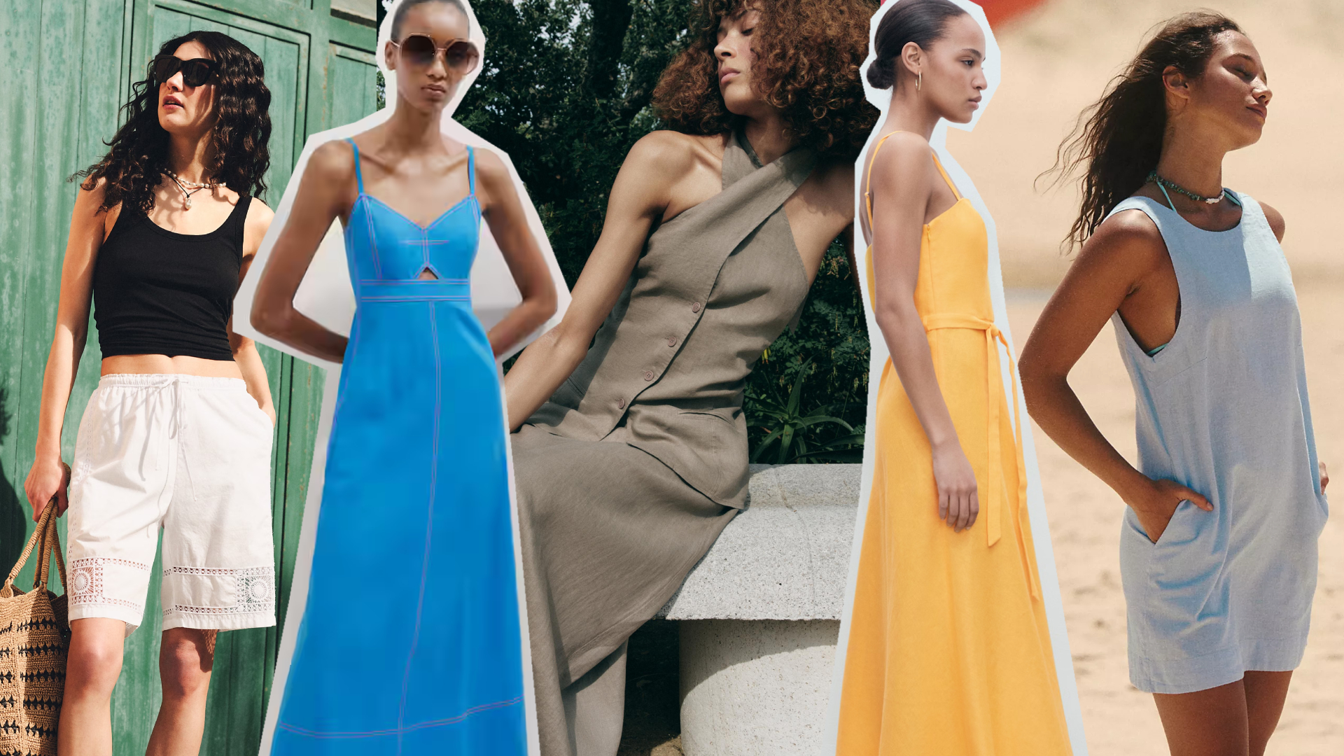 linen summer vacation essentials from J.Crew, Me + Em, Zara, Mango, Free People