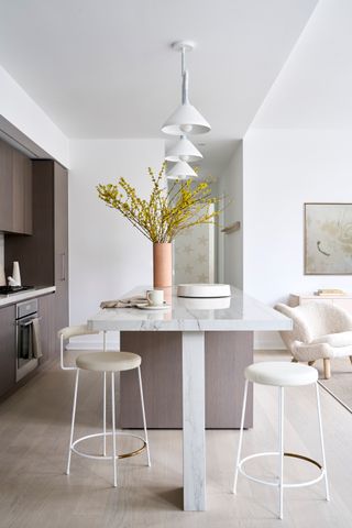 a neutral kitchen in an apartment