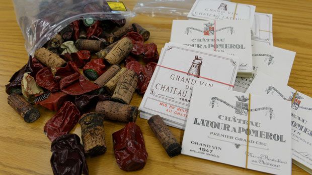 Corks, capsules and labels used as evidence in the trial of wine dealer Rudy Kurniawan 