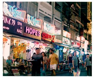 The pedestrian Bui Vien Street is a nightlife hotspot lined with stalls and bars attracting crowds of tourists