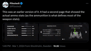 This was an earlier version of it. It had a second page that showed the actual ammo stats (as the ammunition is what defines most of the weapon stats).