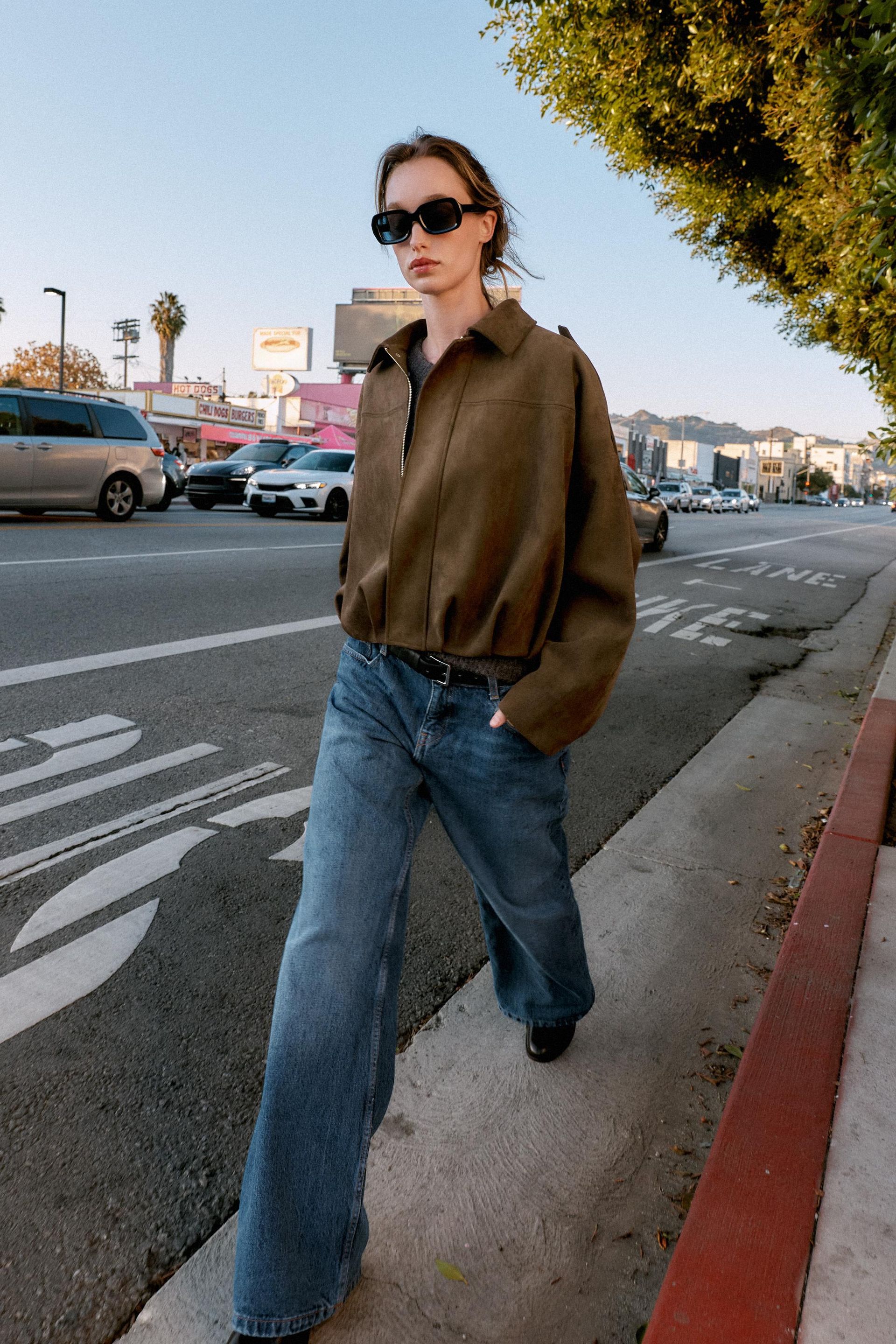 Suede Effect Bomber Jacket
