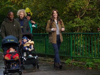 Kate Middleton on a walk with a group of fathers and their children