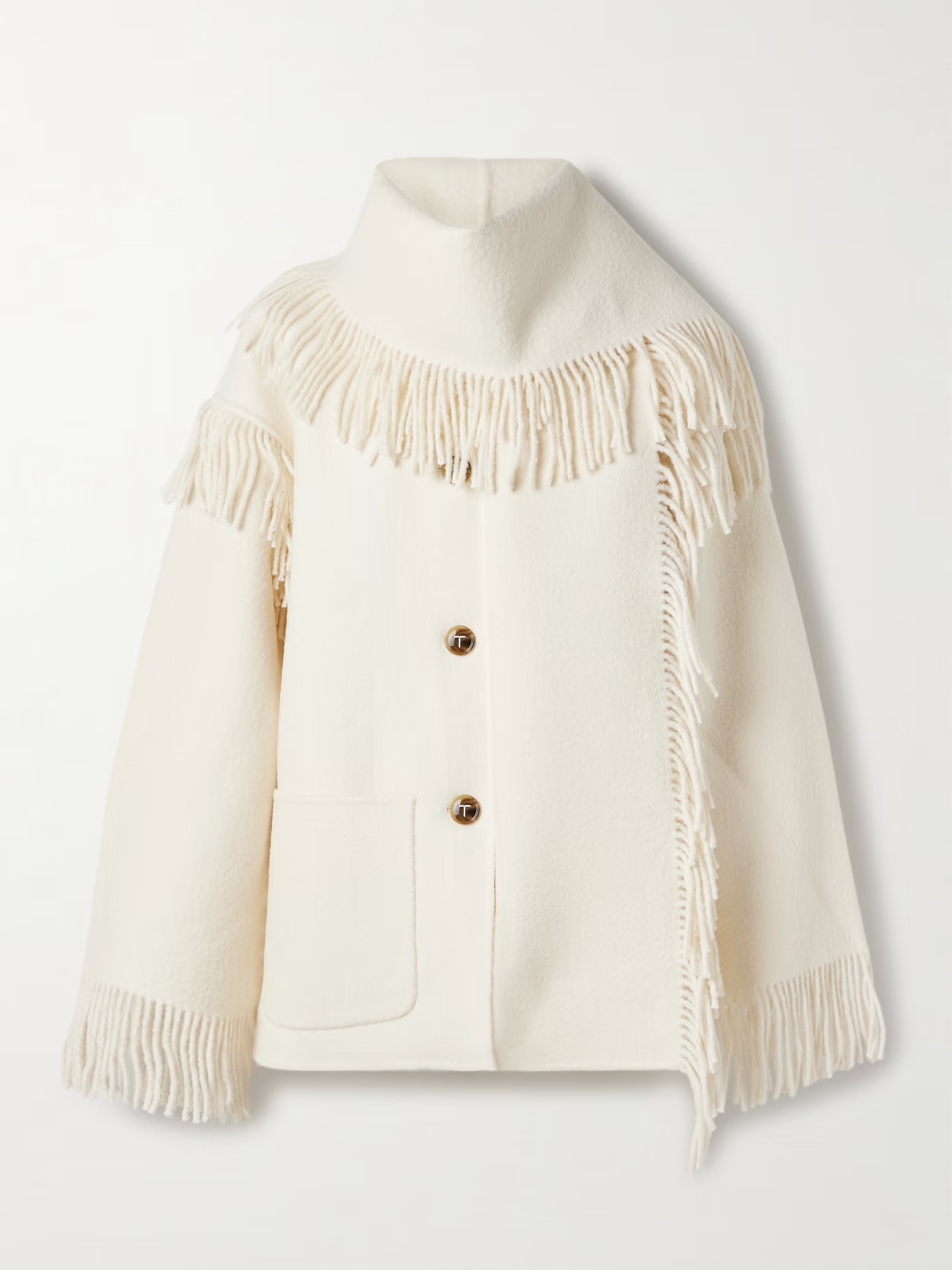 Toteme, Draped Fringe Wool-Blend Coat