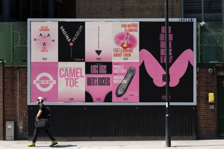A billboard of posters promoting The Vagina Museum