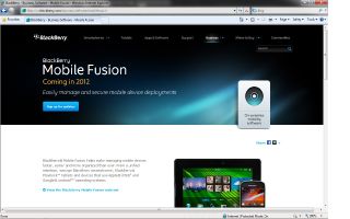 BlackBerry Mobile Fusion website homepage