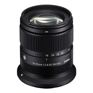 Sigma 18-50mm f/2.8 DC DN | C Canon RF lens against a white background