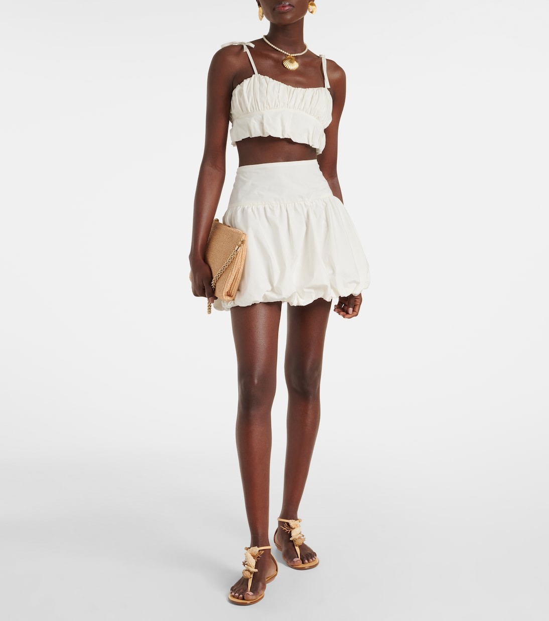 Faithfull, Gathered Cotton Poplin Miniskirt