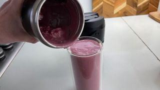 Some unblended raspberries in the Nutribullet Flip Blender