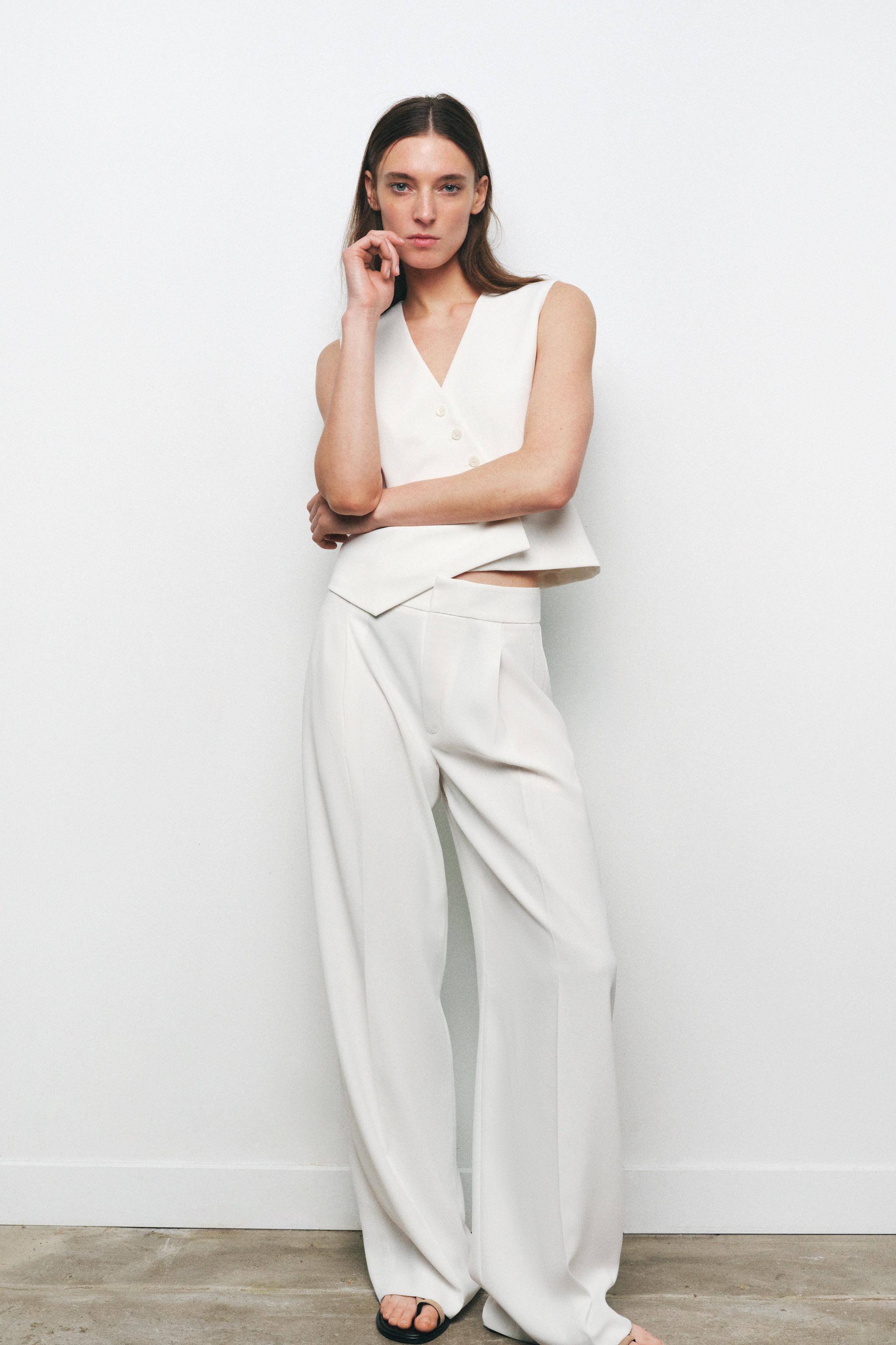 Zw Collection Wide-Leg Darted Trousers