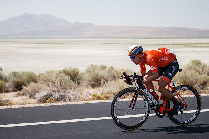 Evan Huffman (Rally Cycling) attacks early on in stage 3 of the 2018 Tour of Utah