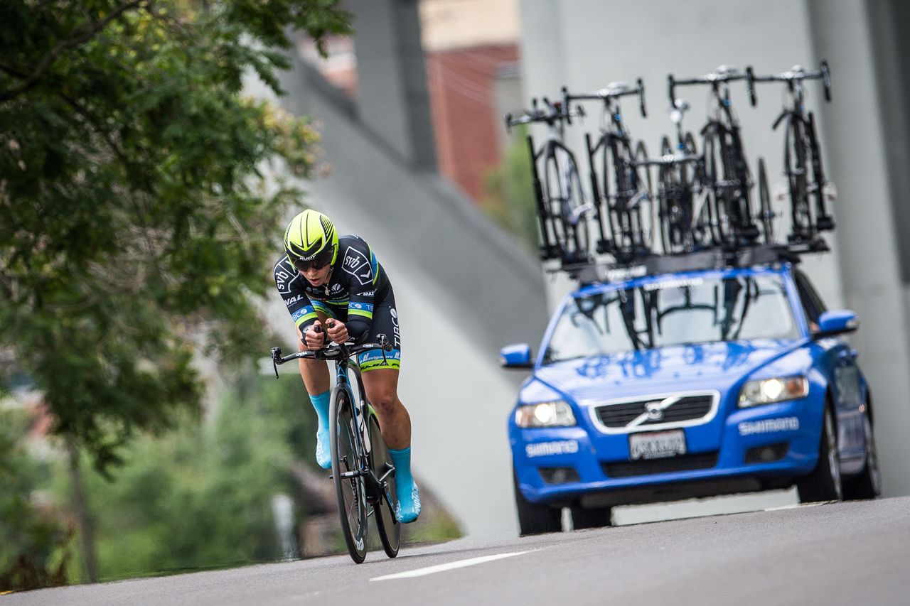 Brianna Walle (TIBCO) heading back towards downtown.