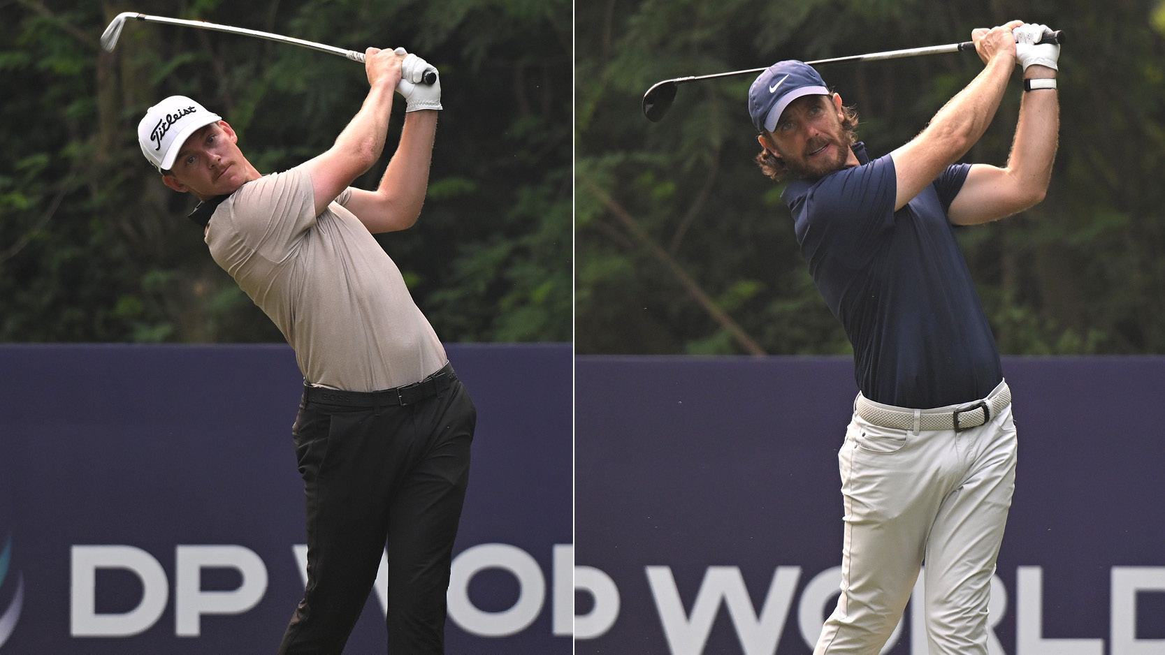 Daniel Hillier and Tommy Fleetwood hit tee shots