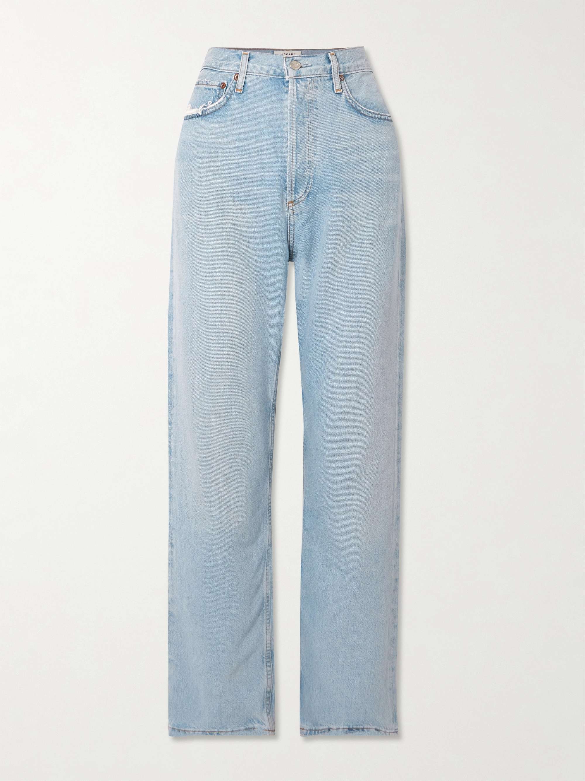 90's Distressed Mid-Rise Straight-Leg Organic Jeans
