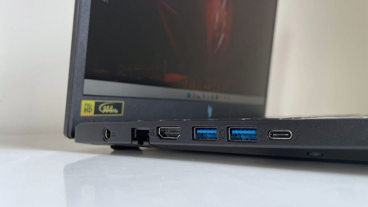 Close up of the ports on the left side of the Acer Nitro V 15