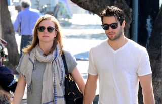 Emily VanCamp and Josh Bowman are seen on February 10, 2014 in Los Angeles