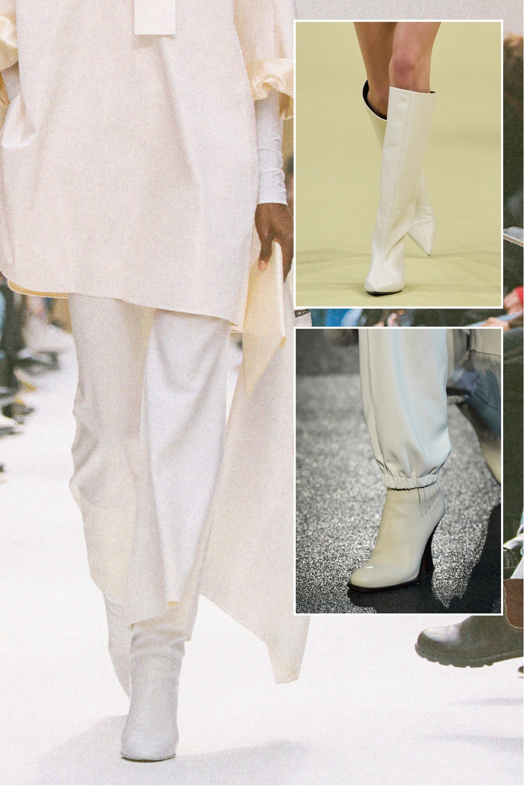A selection of cream and white boots, as seen on the autumn/winter 2026 runways in New York, London, Milan and Paris