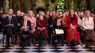 Prince William, Prince of Wales, Prince George, Princess Charlotte, Prince Louis, Catherine, Princess of Wales and the Sophie, Duchess of Edinburgh during the Together At Christmas carol service at Westminster Abbey on December 6, 2024