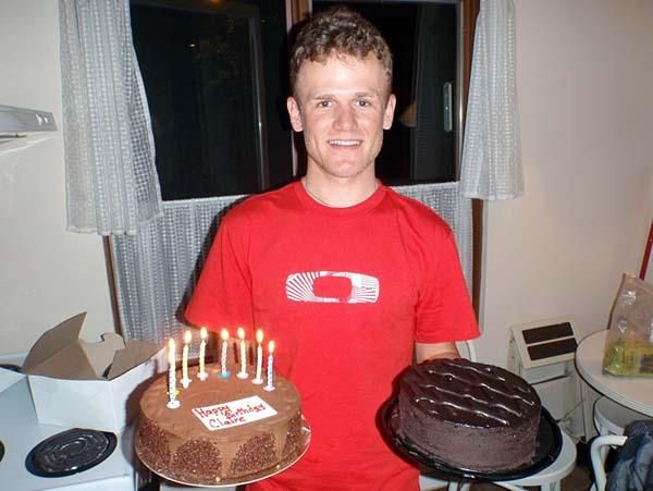 Burry Stander helps celebrate Claire's birthday.