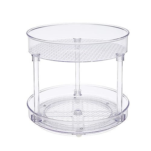 Amazon Basics Clear 2-Tier Lazy Susan Turntable Organiser, 22.9 Cm