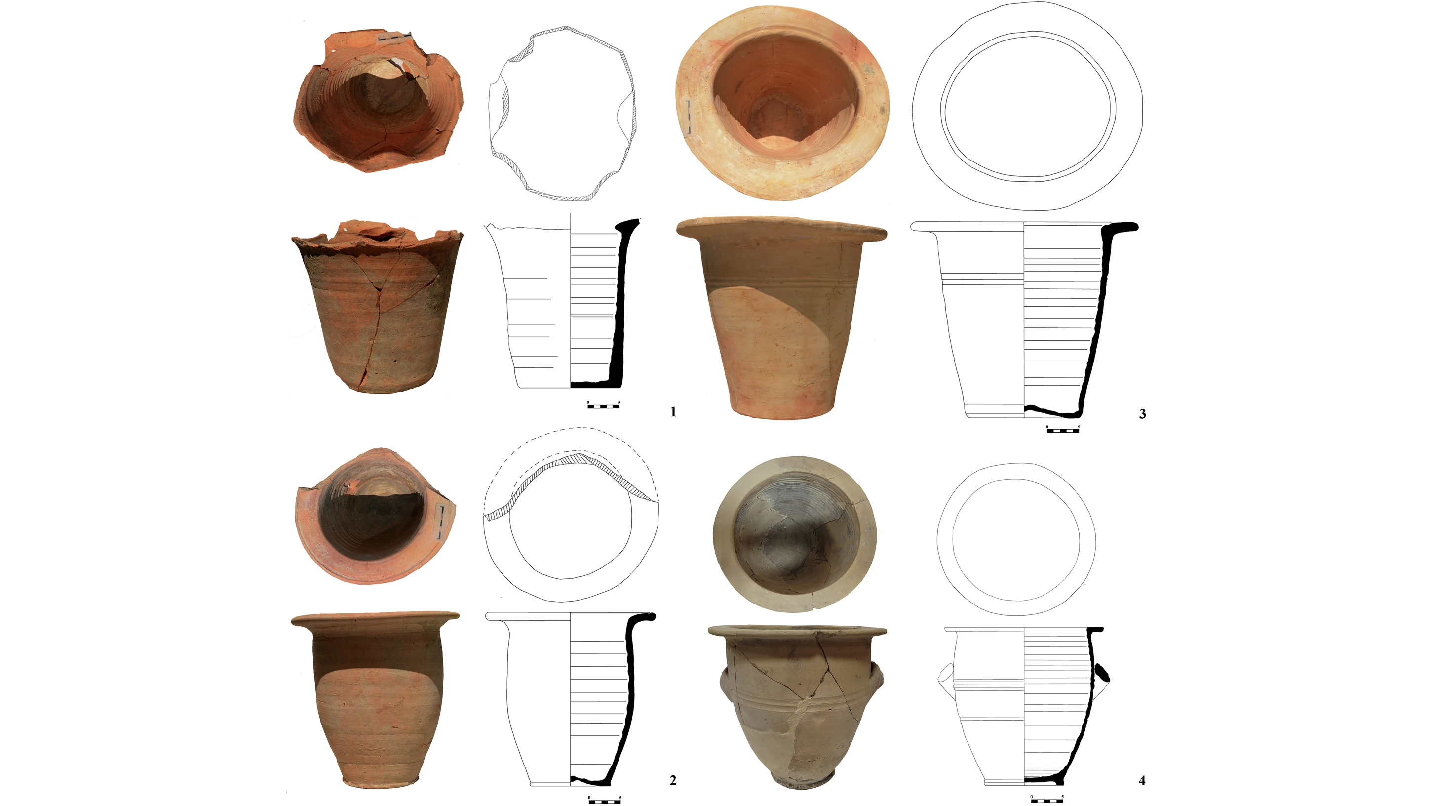 a set of four ceramic chamber pots
