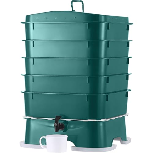 The Original Vermihut&amp;reg; Plus 5-Tray Worm Composter &amp;ndash; Dark Green | Indoor &amp;amp; Outdoor Vermicomposting Bin | Sustainable Design for Food Waste Recycling