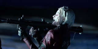 Harley using a rocket launcher in The Suicide Squad