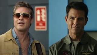 Brad Pitt in Sunglasses in F1/Tom Cruise grinning in Top Gun: Maverick
