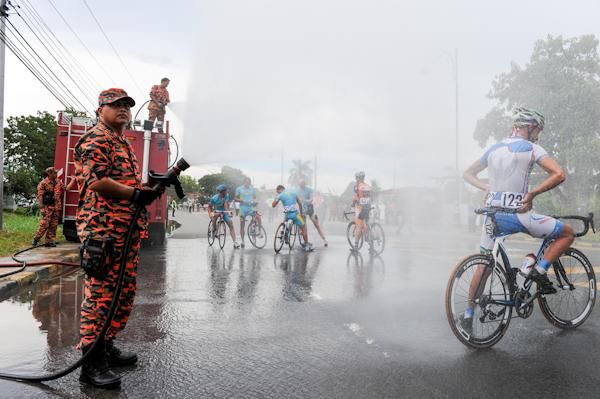 A well earned cold shower at the finish