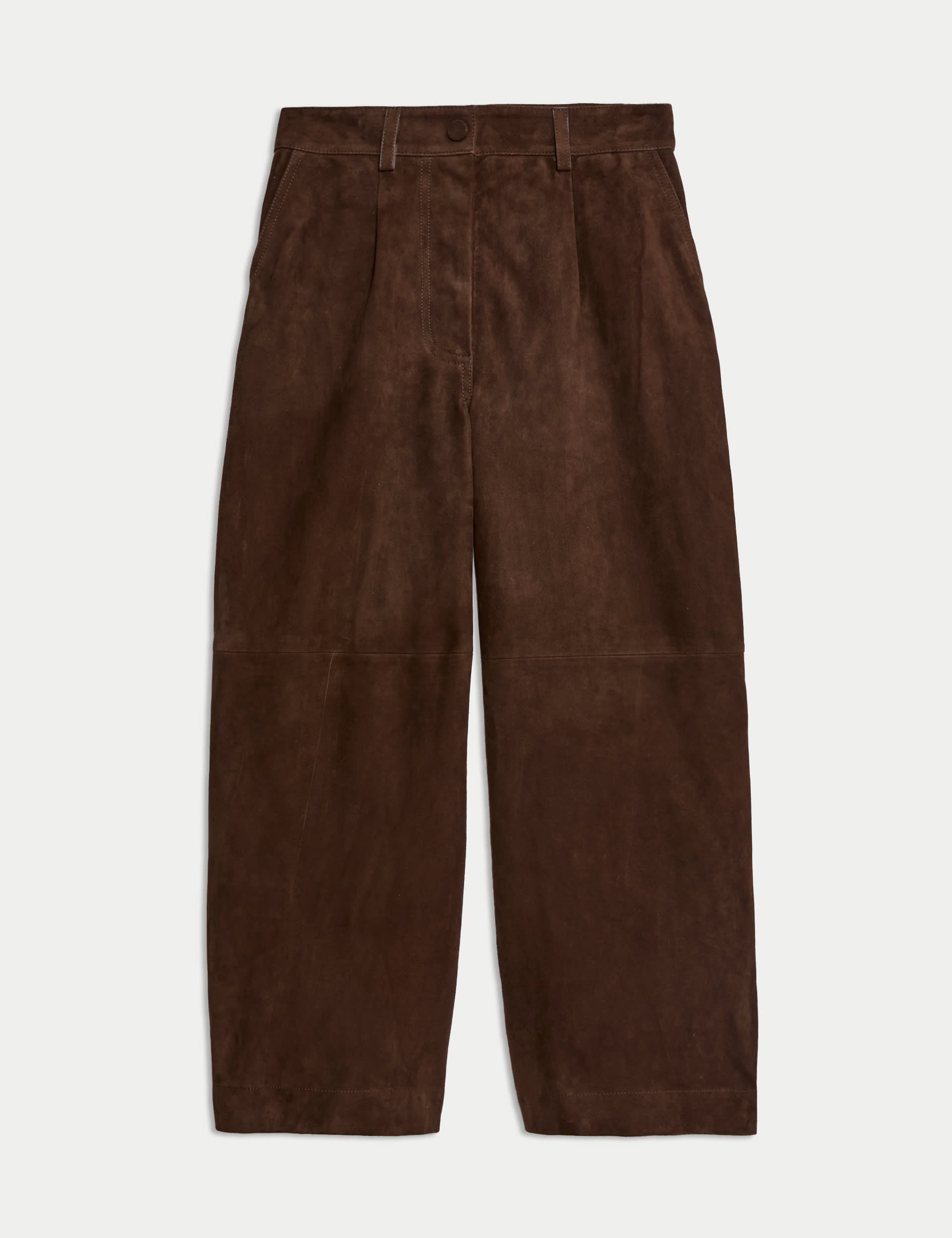 Suede Wide Leg Cropped Trousers