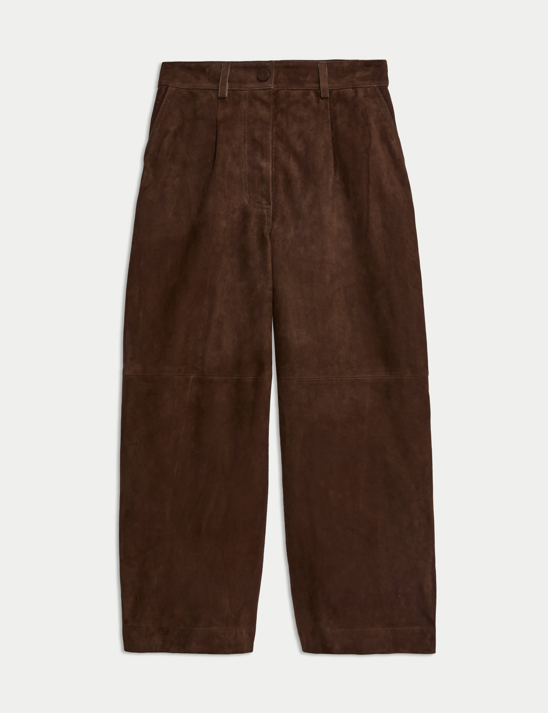 Suede Wide Leg Cropped Trousers