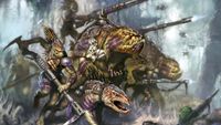 A Kroot hunting pack in Warhammer 40,000.