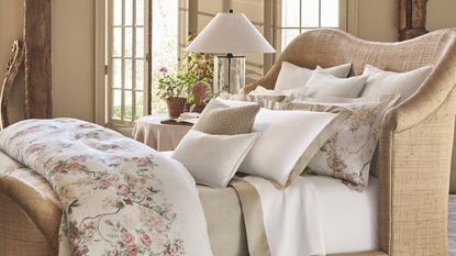 Ralph Lauren designer bedding on a daybed.