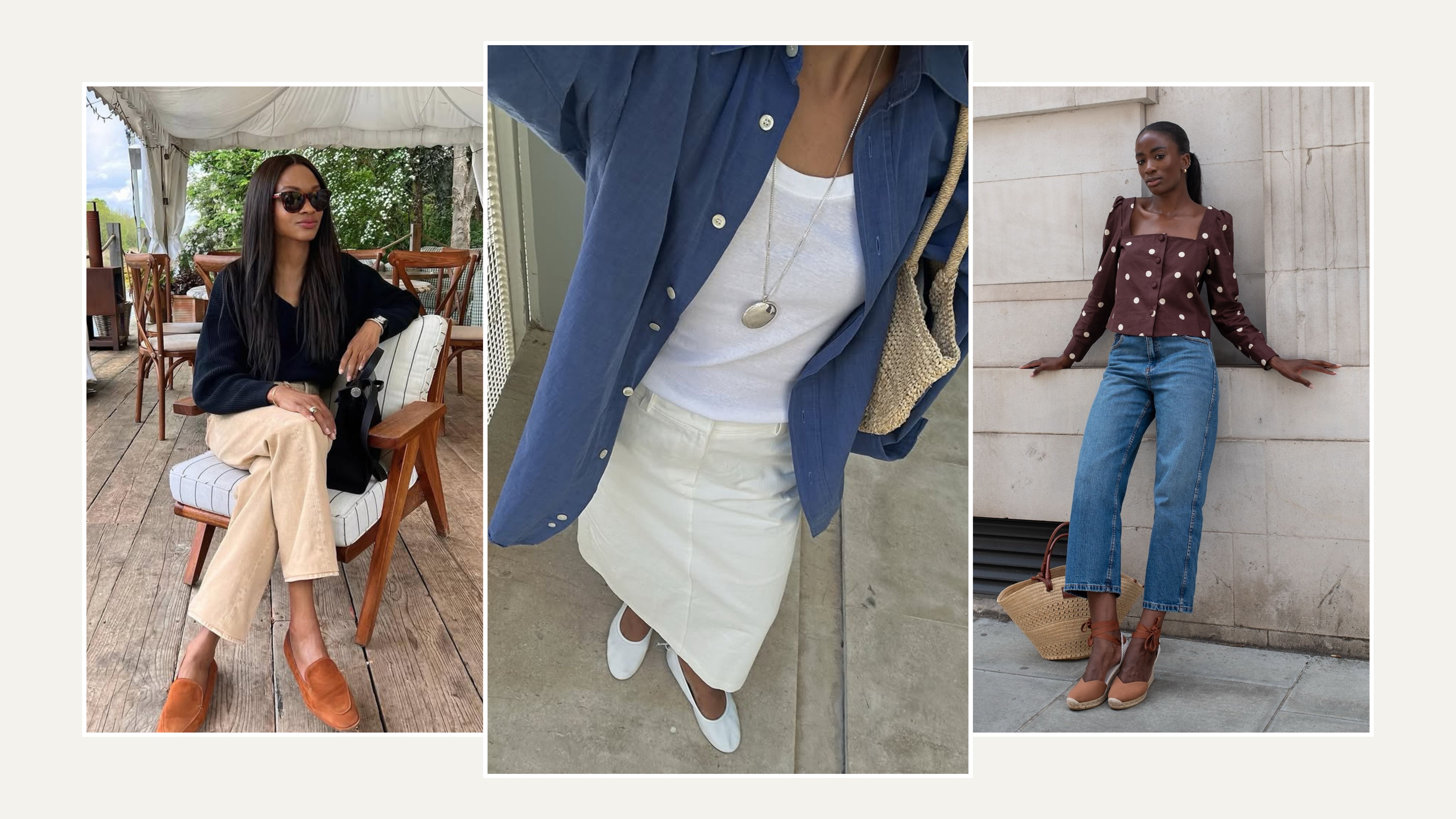 A selection of fashion content creators wear alternatives to sandals