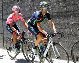 Alejandro Valverde and maglia rosa Andrey Amador (Movistar) stage 14 at the Giro d'Italia