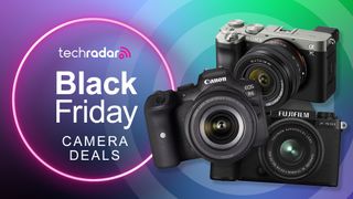 Black Friday camera deals featuring Canon EOS R6 Sony A7C and Fujifilm X-S10