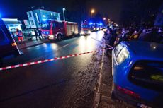 Police and firefighters stand in front of a place, where a fire that broke out in an escape room killed five teenage girls, in the northern Polish city of Koszalin on January 4, 2019. 