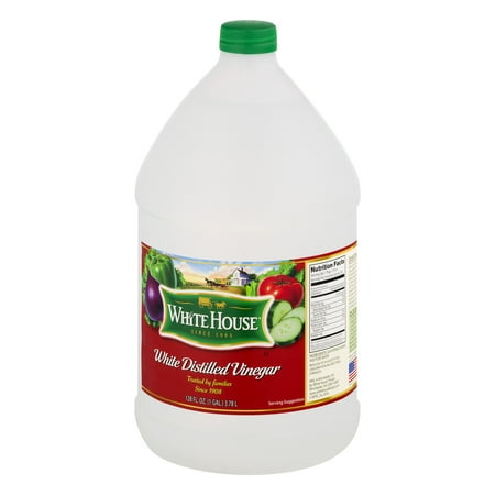 Bottle of White House White Distilled Vinegar, 128 Fl Oz against white background