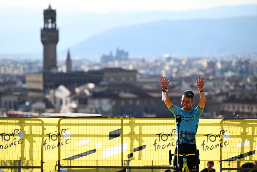 FIRENZE ITALY JUNE 27 Mark Cavendish of Great Britain and Astana Qazaqstan Team during the 111th Tour de France 2024 Team Presentation UCIWT on June 27 2024 in Firenze Italy Photo by Tim de WaeleGetty Images