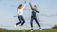 Jumping for joy about the game of golf