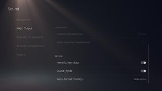 PS5 Sound settings