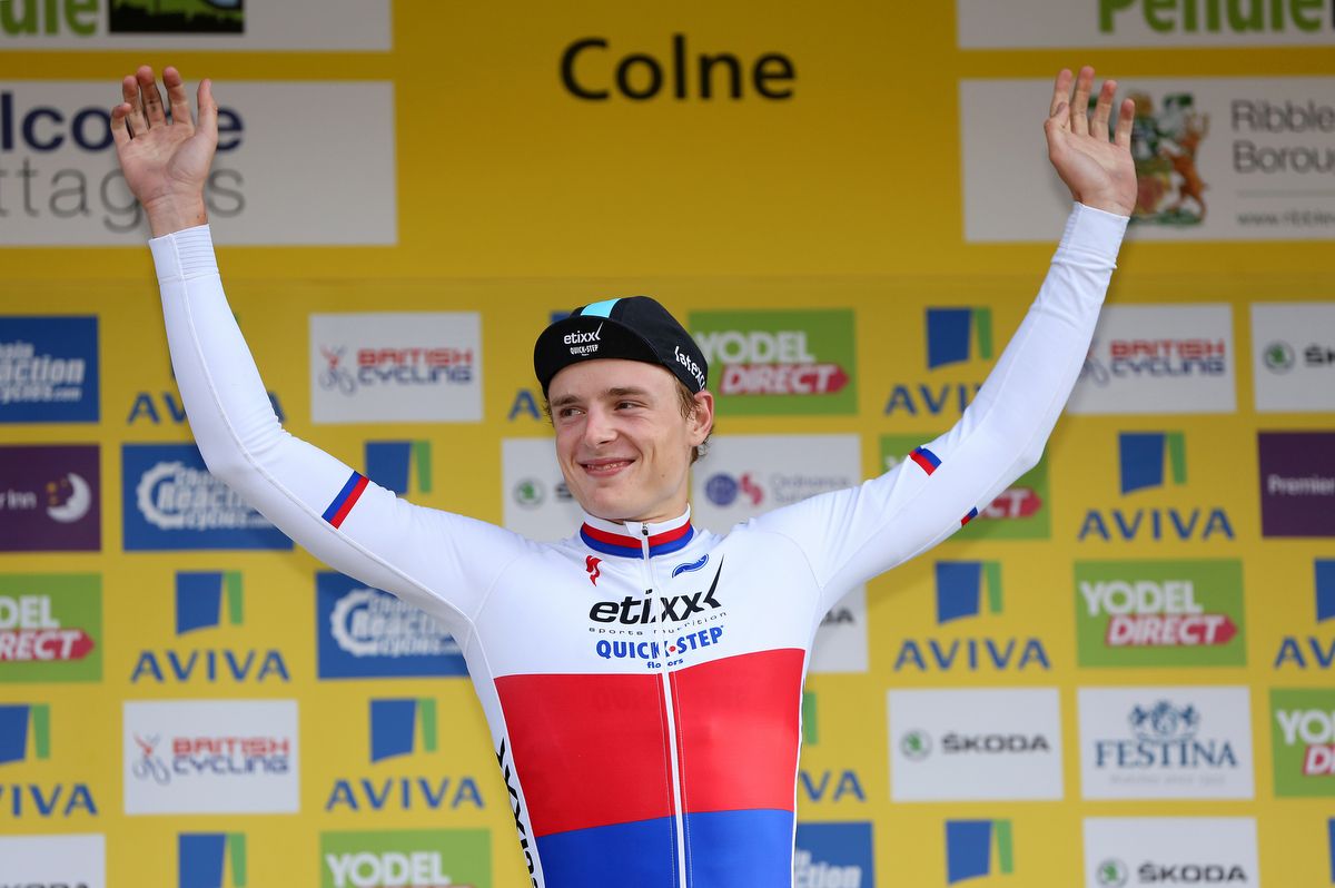 Stage winner Petr Vakoc (Etixx-Quick Step) on the podium
